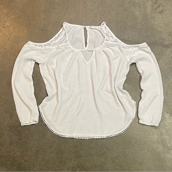 Aeropostale Long Sleeve Lace Trim Peasant Babydoll Shirt Y2K - Picture 2 of 9